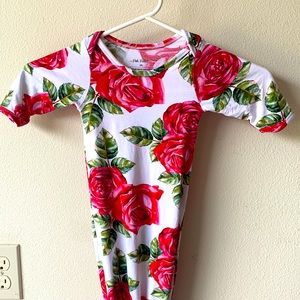 Posh Peanut Knotted Newborn Gown in Rose